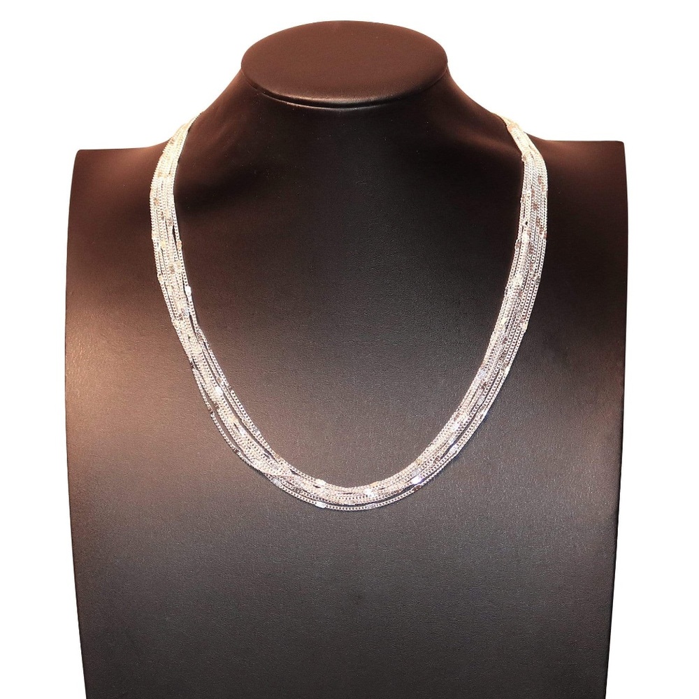 Womens Silver Tone 27" Multi-Chain Necklace - Picture 4 of 5